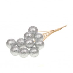 Bolas c/pau prata gliter p10